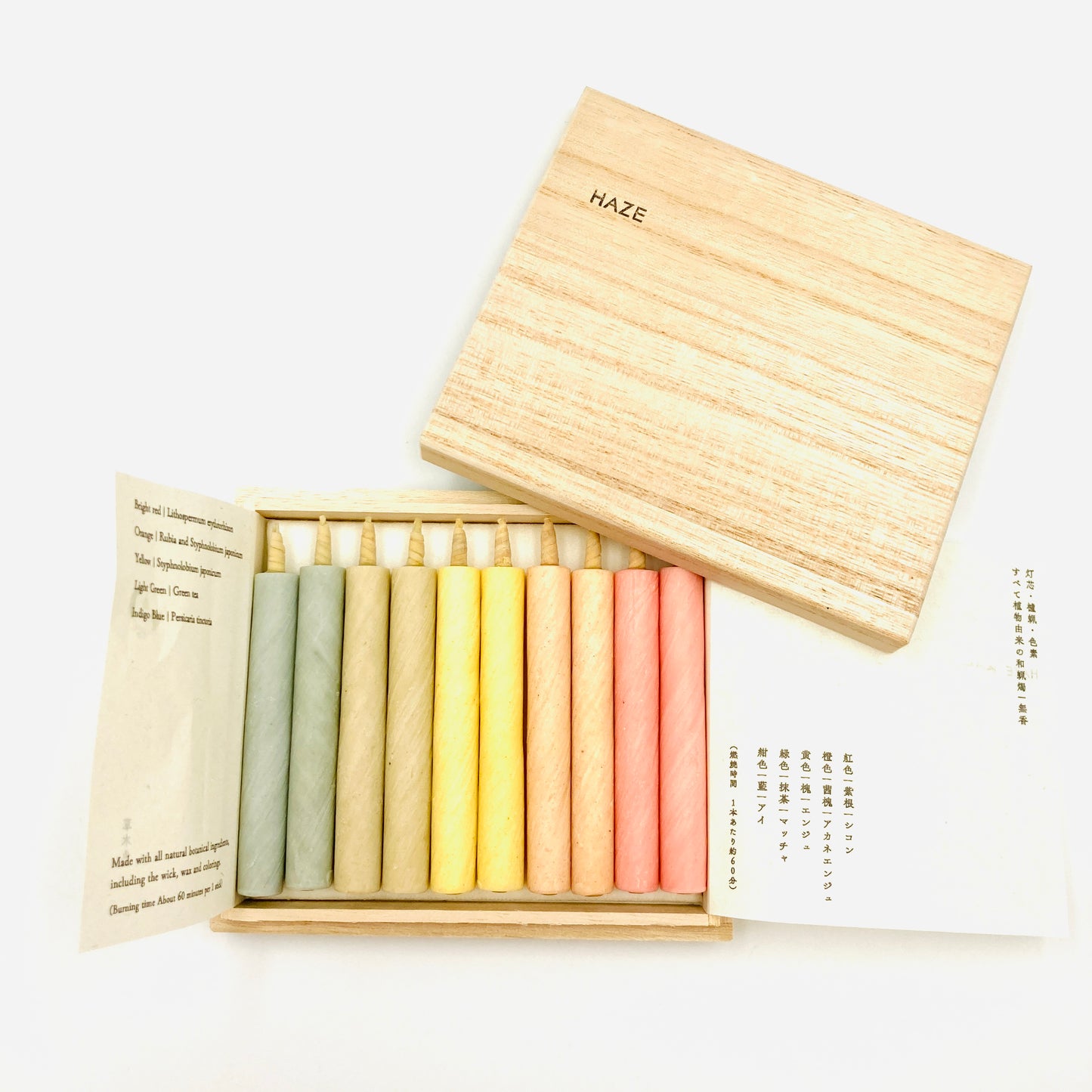 10x KUSAKIIRO Kerzen, Pflanzenpigmente